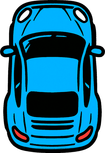 yukarı bakan mavi araba.
In-Game asset.  2d.  High contrast.  No shadows