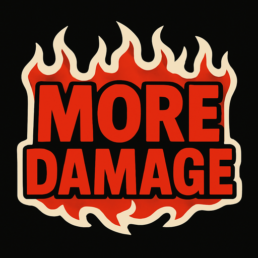 mas daño pero escrito en ingles.
In-Game asset.  2d.  High contrast.  No shadows