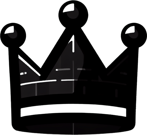 Black crown.
Single Game Texture.  In-Game asset.  2d.  Blank background.  High contrast.  No shadows