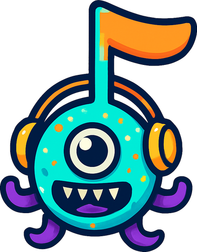 MÜZİK NOTASI ŞEKLİNDE BİR UZAYLI CANAVAR ÇİZ AMA BU KARAKTER PLAYER VE İSMİ COSMOS ONA GÖRE TASARLA. AYAKSIZ. dONT WRİTE TEXT İN TO İMAGE. NO BLACK
In-Game asset.  2d.  High contrast.  No shadows