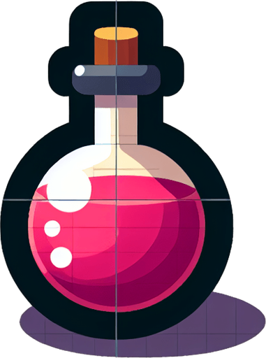 potion.
Single Game Texture. In-Game asset. 2d. Blank background. High contrast. No shadows.