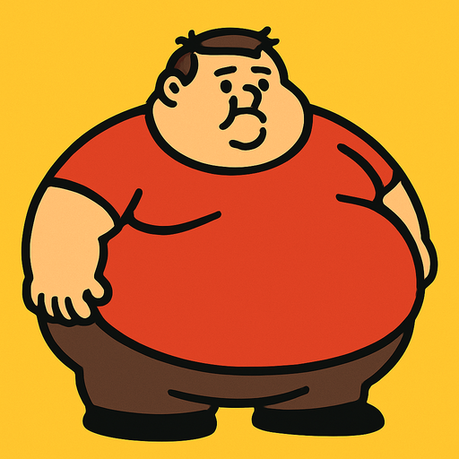a lot fat.
In-Game asset.  2d.  High contrast.  No shadows