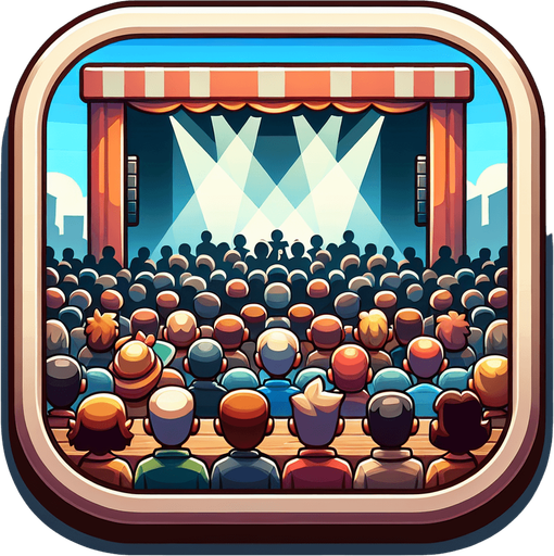 crowds button,2d,blank background,cartoon,square.
Single Game Texture.  In-Game asset.  2d.  Blank background.  High contrast.  No shadows