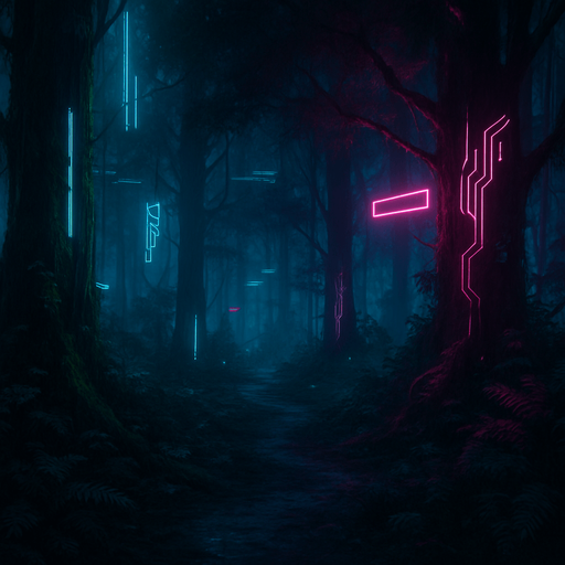 Cyberpunk forest background image large