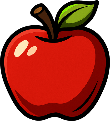 red apple.
In-Game asset.  2d.  High contrast.  No shadows
