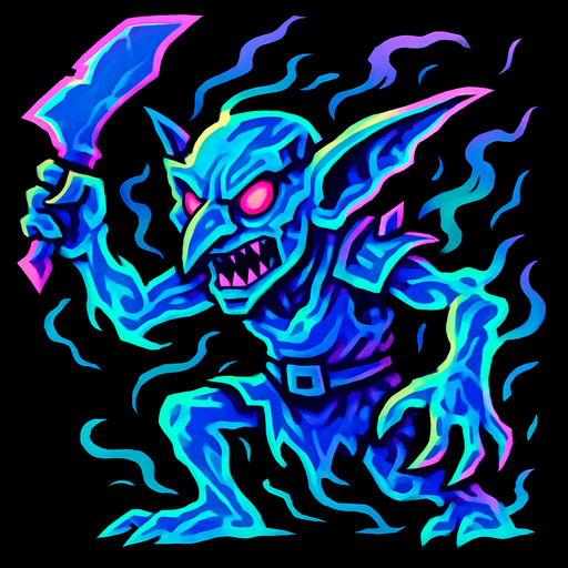 spektral yıkıcı goblin.
In-Game asset.  2d.  High contrast.  No shadows