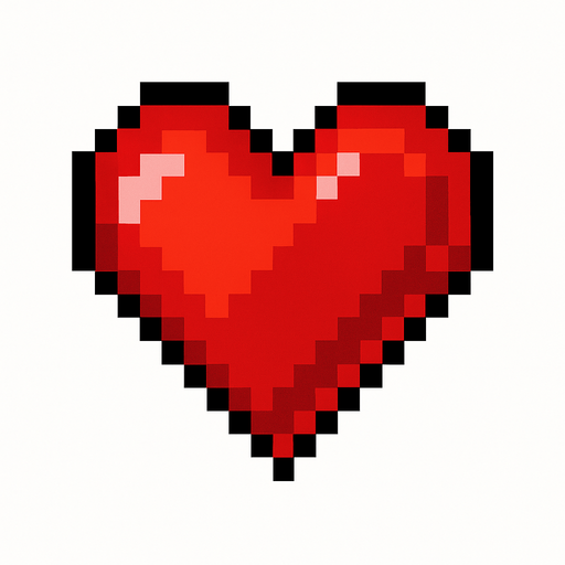 corazon de pixeles.
In-Game asset.  2d.  High contrast.  No shadows