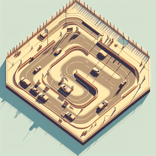 Race track top view.
Single Game Texture. In-Game asset. 2d. Blank background. High contrast. No shadows.