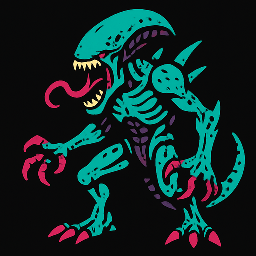 Alien monster.
In-Game asset.  2d.  High contrast.  No shadows