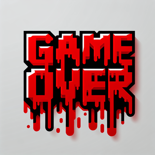 Game Over. Red game letters, dripping.
Single Game Texture. In-Game asset. 2d. Blank background. High contrast. No shadows.