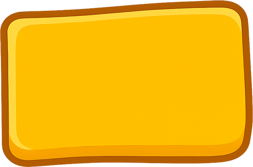 A yellow button. No background. Transparent background. Blank background. No shadows. 2d. In-Game asset. flat
