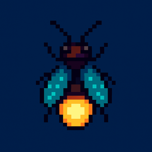 Luciérnaga, pixelart.
In-Game asset.  2d.  High contrast.  No shadows