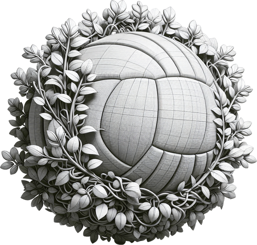 Una bola de voley de planta.
Single Game Texture.  In-Game asset.  2d.  Blank background.  High contrast.  No shadows