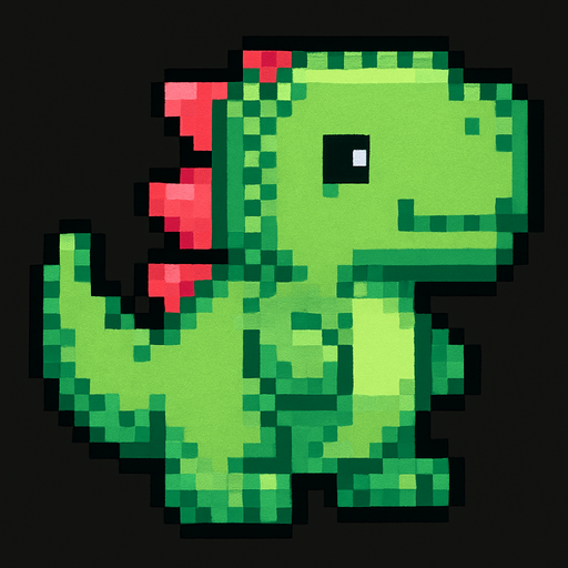 Make a plushy 8bit dino.
In-Game asset.  2d.  High contrast.  No shadows