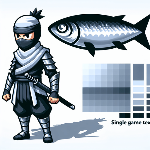 忍者鰯.
Single Game Texture. In-Game asset. 2d. Blank background. High contrast. No shadows.