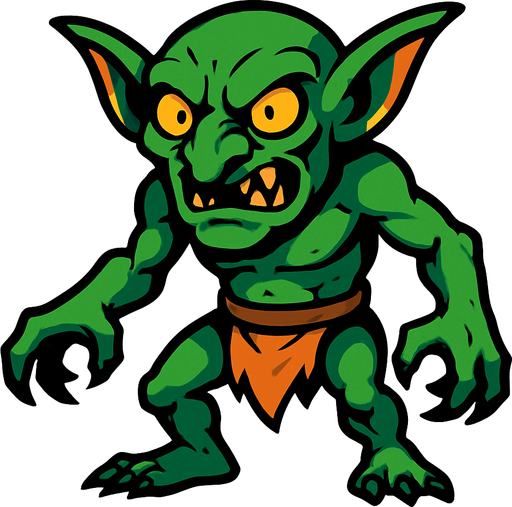 goblin canavar.
In-Game asset.  2d.  High contrast.  No shadows