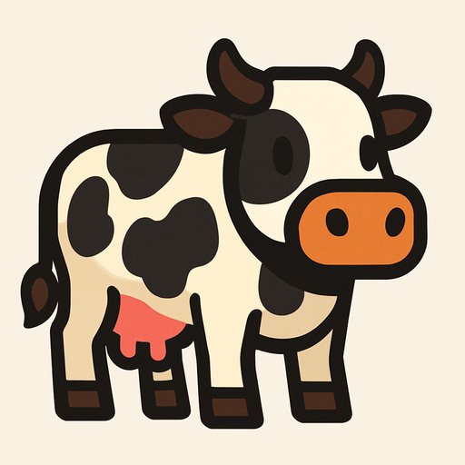 Make a cow.
In-Game asset.  2d.  High contrast.  No shadows