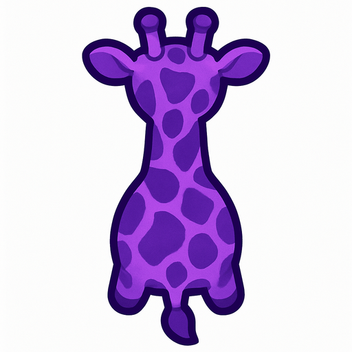 purple giraffe top view.
In-Game asset.  2d.  High contrast.  No shadows