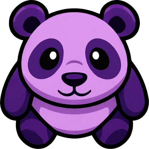 purple panda top view.
In-Game asset.  2d.  High contrast.  No shadows