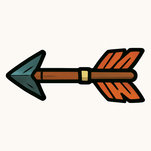 Una flecha de arco.
In-Game asset.  2d.  High contrast.  No shadows