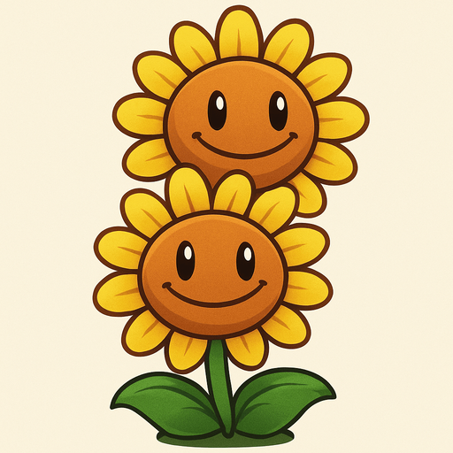 doublesunflower de plantas vs zombies fusion.
In-Game asset.  2d.  No shadows