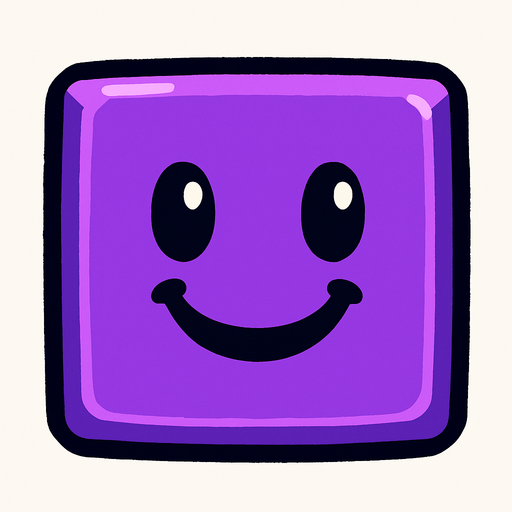 Happy purple block.
In-Game asset.  2d.  High contrast.  No shadows