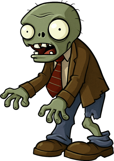 Zombie básico del videojuego plantas vs zombies.
In-Game asset.  No shadows