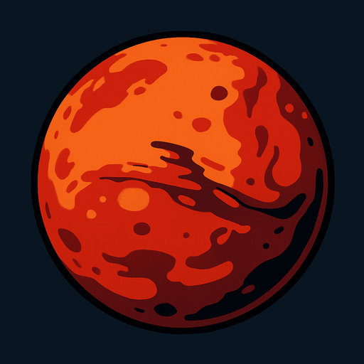 mars gezegeni.
In-Game asset.  2d.  High contrast.  No shadows