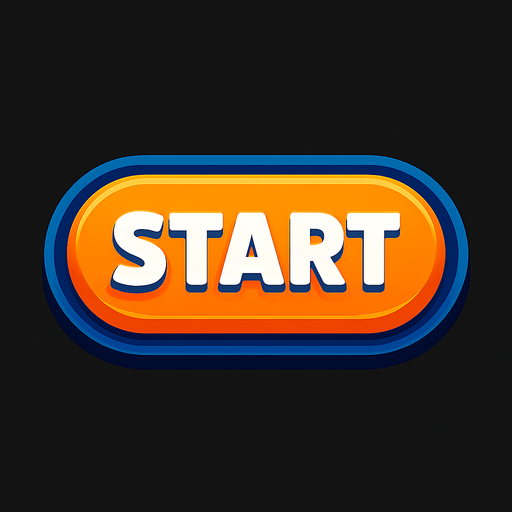 Create a stylish start button.
In-Game asset.  2d.  High contrast.  No shadows. #3d