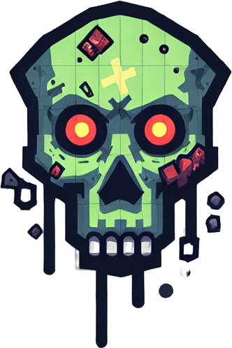 zombie kamikaze, vertical top view.
Single Game Texture. In-Game asset. 2d. Blank background. High contrast. No shadows.