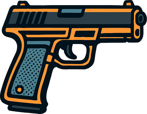 gun.
In-Game asset.  2d.  High contrast.  No shadows