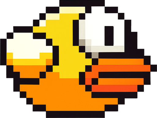 Flapy bird kuşu çiz detaylı ve aşırı benzesin.
In-Game asset.  High contrast.  No shadows