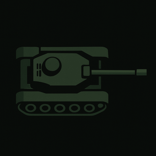 Minimalist tank assets from upside aspect and with dark green and black color.
High contrast
