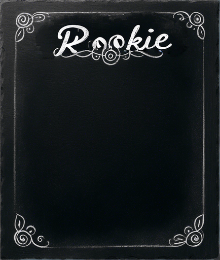 Text "ROOKIE BREW" handwritten in chalk
