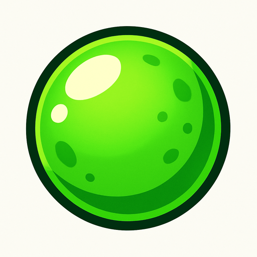 yuvarlak yeşil top.
In-Game asset.  2d.  High contrast.  No shadows