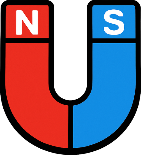 A red and blue Survivor.io style 2D U-shaped (with N and S) magnet made by HABBY PTE. LTD..
In-Game asset.  2d.  High contrast.  No shadows