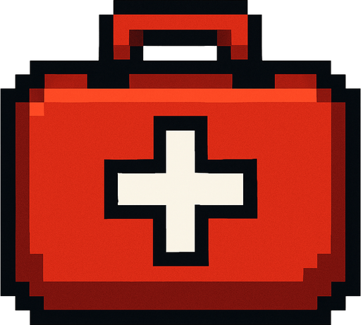 medkit pixel art.
In-Game asset.  2d.  High contrast.  No shadows