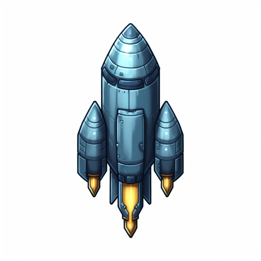 Create a 2D top-down view pixel art image of a bullet for a space shooter game. The bullet should be facing upward, as it will be used as a projectile fired from the hero spaceship towards enemies in the game. The design should be sleek and give off a sense of motion. Please provide the image on a white background.
Game Texture. In-Game asset. 2d. Pixelart. blank background. Low detail. High contrast.