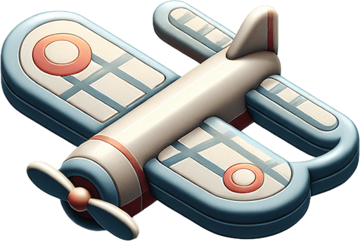 самолет игрушечный, вид сбоку..
Single Game Texture. In-Game asset. 2d. Blank background. High contrast. No shadows.