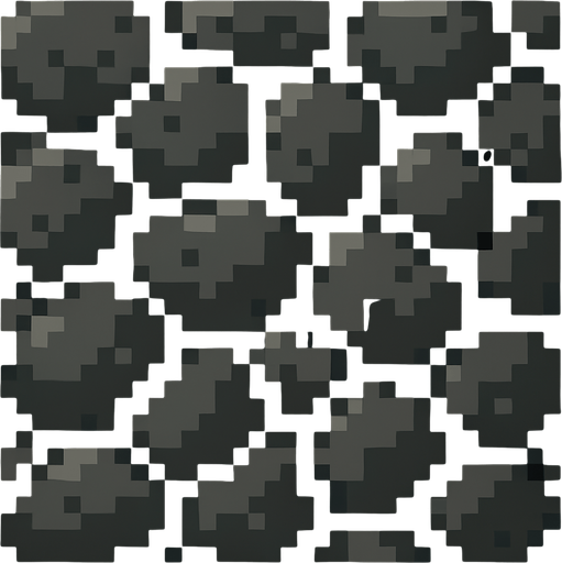 Make a 2D top down flat image of pixelated stone.
In-Game asset.  2d.  High contrast.  No shadows