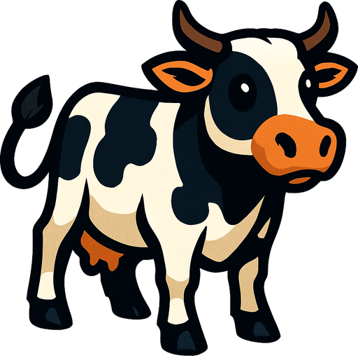 İnek.
In-Game asset.  2d.  High contrast.  No shadows