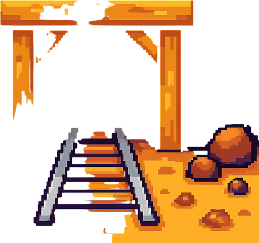 entrada a una mina pixelart.
In-Game asset.  2d.  High contrast.  No shadows