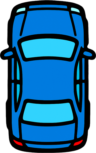 car viewed from above.
In-Game asset.  2d.  High contrast.  No shadows