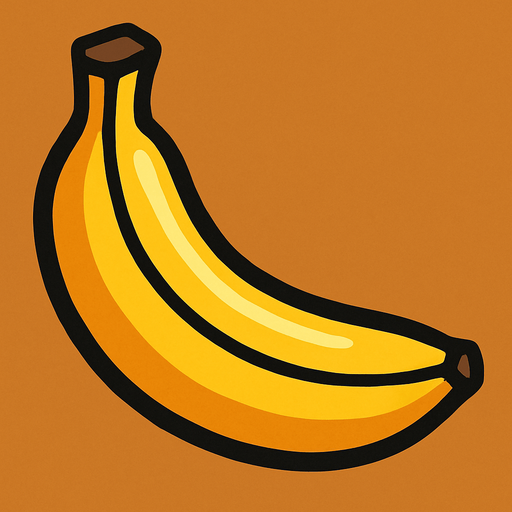 A 2D Banana.
In-Game asset.  2d.  High contrast.  No shadows