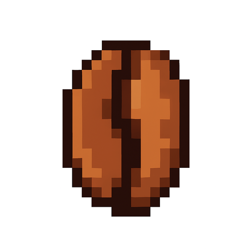 grano de caffe de pixeles.
In-Game asset.  2d.  High contrast.  No shadows