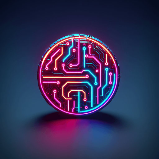 neon colored cyberpunk round electricity.
Single Game Texture. In-Game asset. 2d. Blank background. High contrast. No shadows.