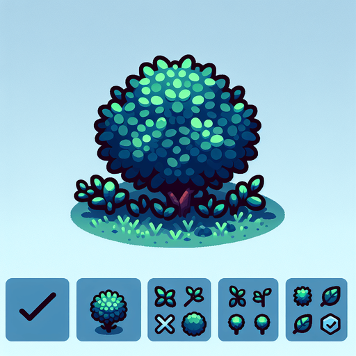 a small bush.
Single Game Texture.  In-Game asset.  2d.  Blank background.  High contrast.  No shadows