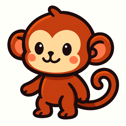 cute monkey.
In-Game asset.  2d.  High contrast.  No shadows