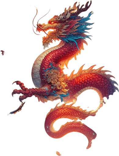 Chinese new years, magical landscape, year of the dragon.
Single Game Texture. In-Game asset. 2d. Blank background. High contrast. No shadows.