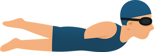 swimming person. No background. Transparent background. Blank background. No shadows. 2d. In-Game asset. flat